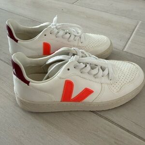 Veja White and Orange Sneakers